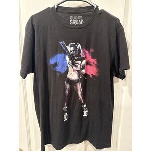 Suicide Squad Harley Quinn Graphic T Shirt Mens Large Black Movie DC Comics